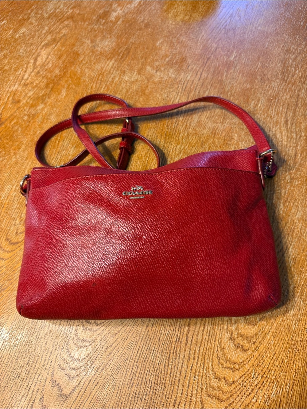 Coach Red Pebbled Leather Crossbody